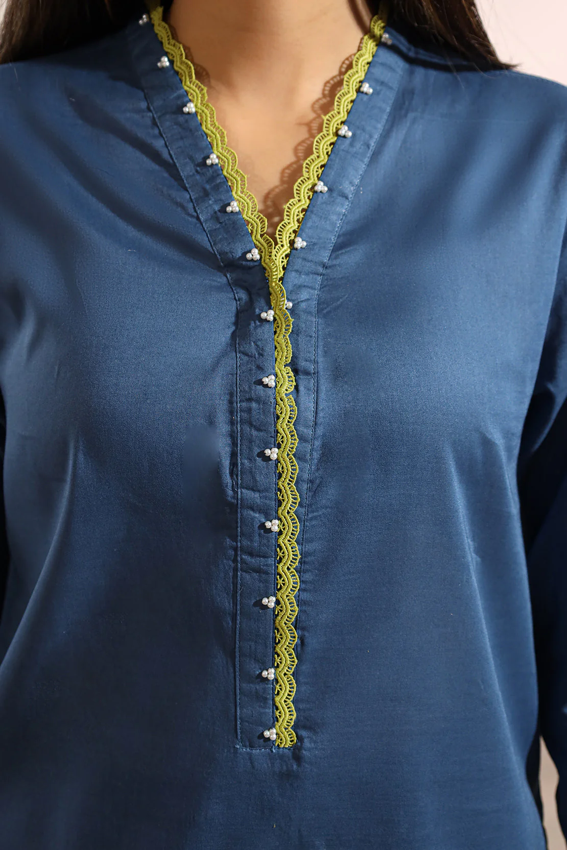 Solid Lawn Stitched Shirt - Image 4