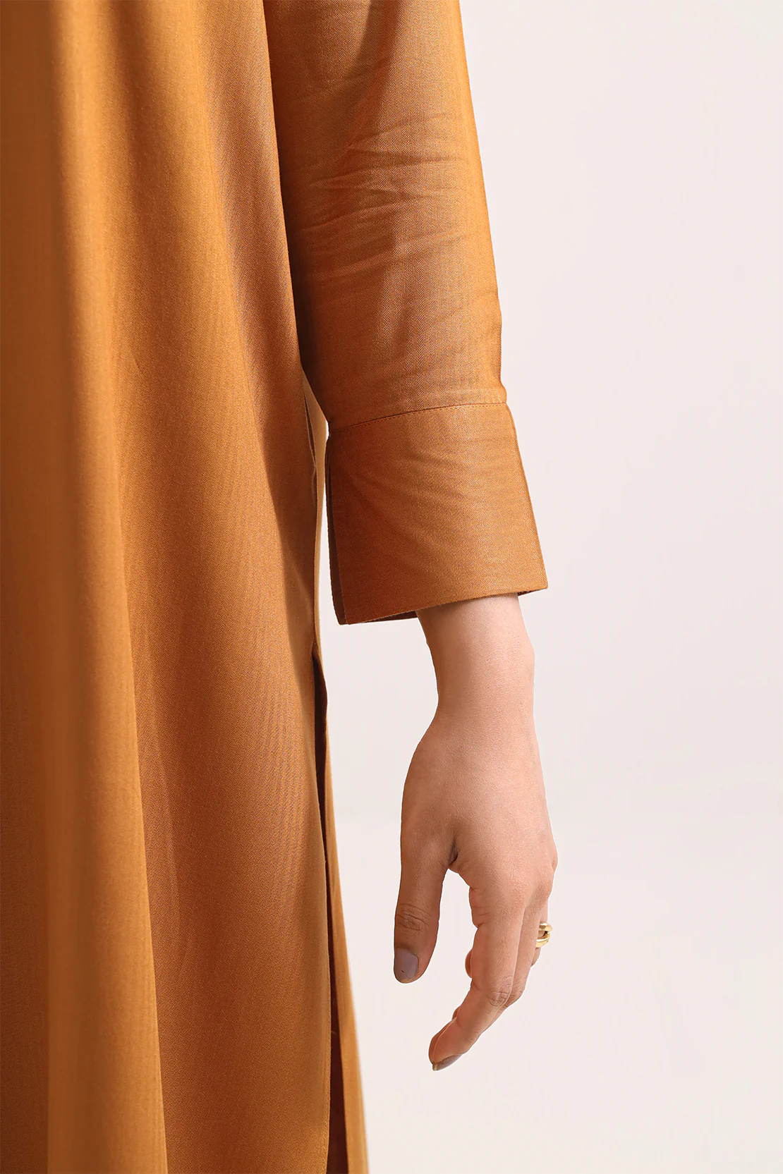 Solid Pashmina Stitched Shirt - Image 4