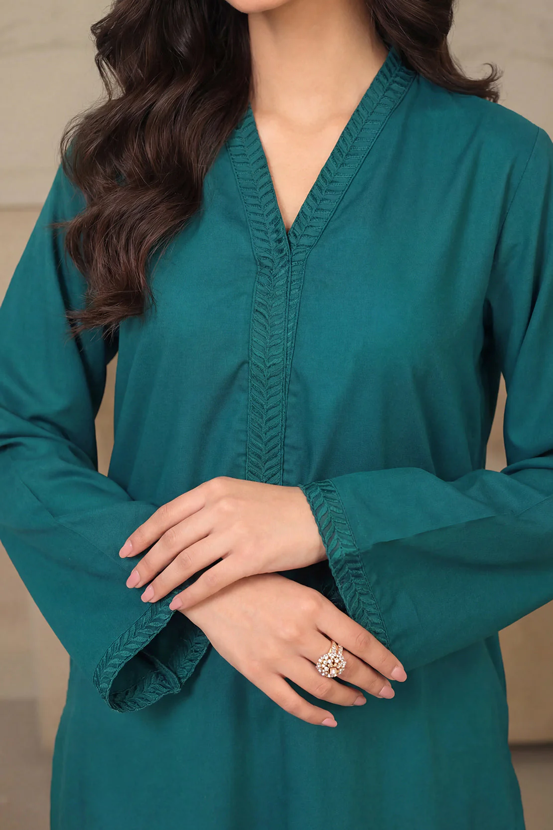 Solid Peach Fabric Stitched 2 Piece (Shirt/Trouser) - Image 4