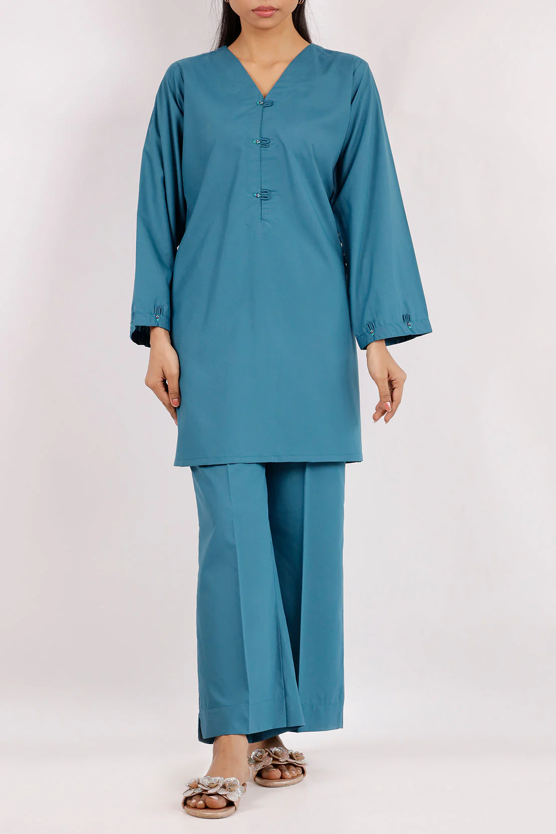 Solid Polyester Stitched 2 Piece (Shirt/Trouser)
