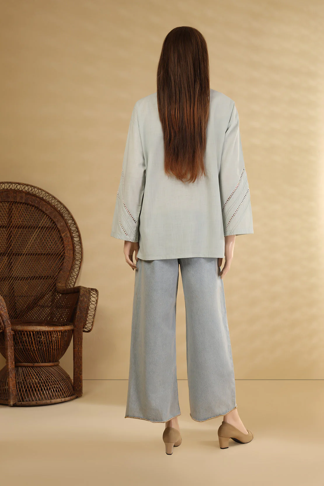 Solid Easy Care Weave Stitched Shirt - Image 2