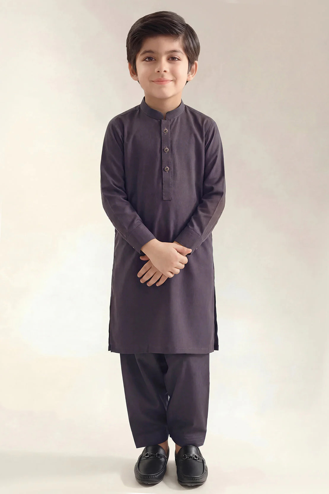 Solid Polyster Stitched 2 Piece (Shirt/Trouser) For Boys