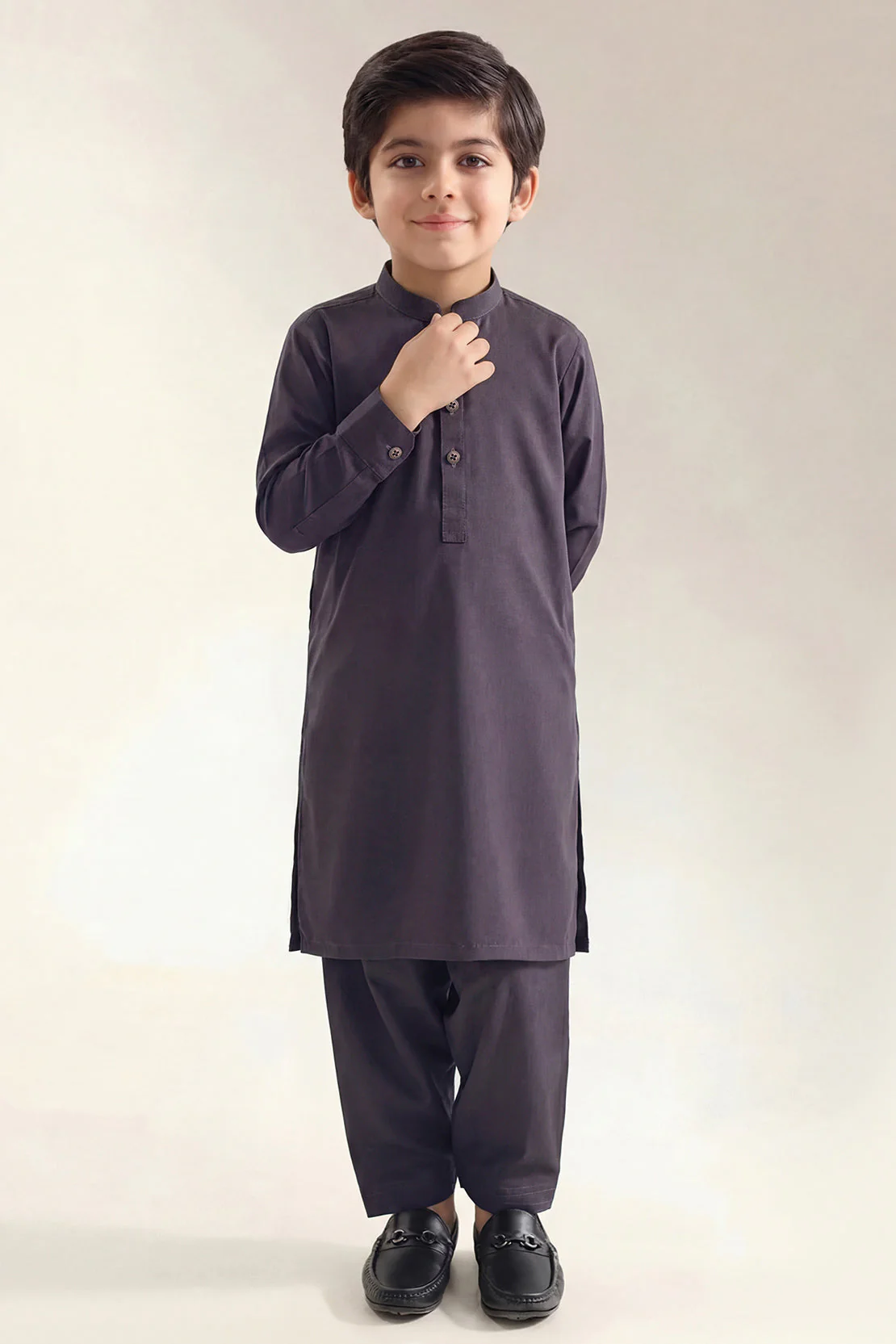 Solid Polyster Stitched 2 Piece (Shirt/Trouser) For Boys - Image 3