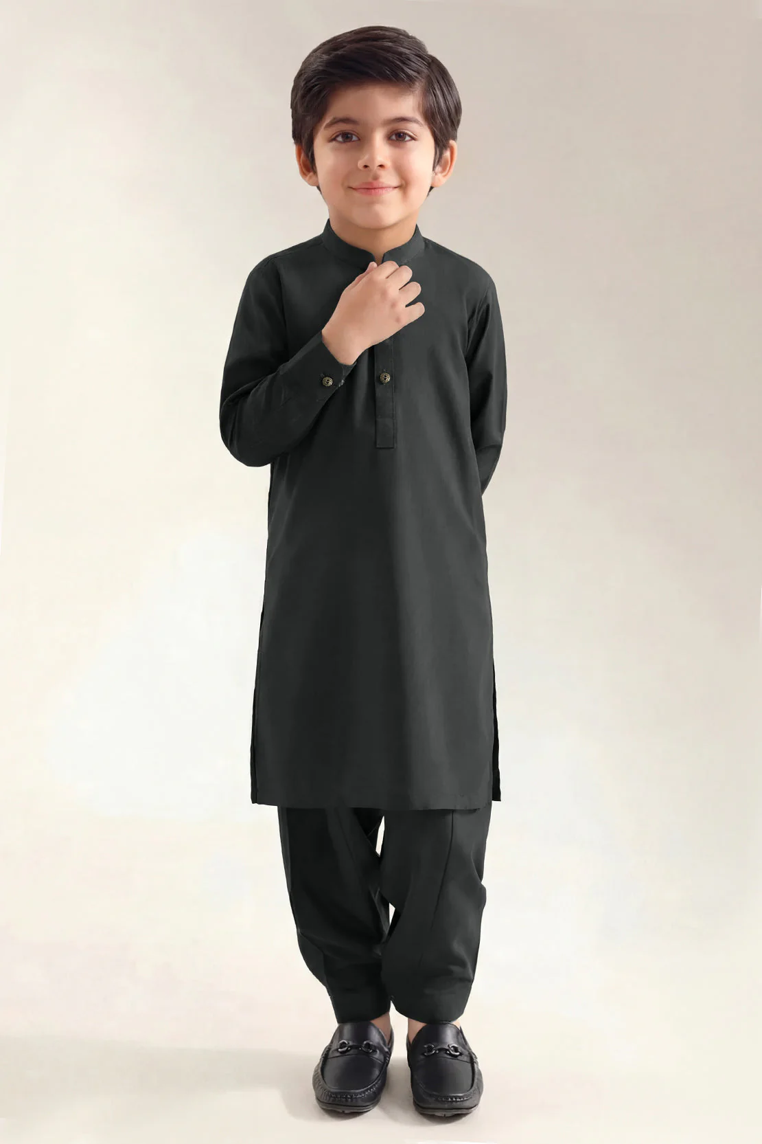 Solid Polyster Stitched 2 Piece (Shirt/Trouser) For Boys - Image 3