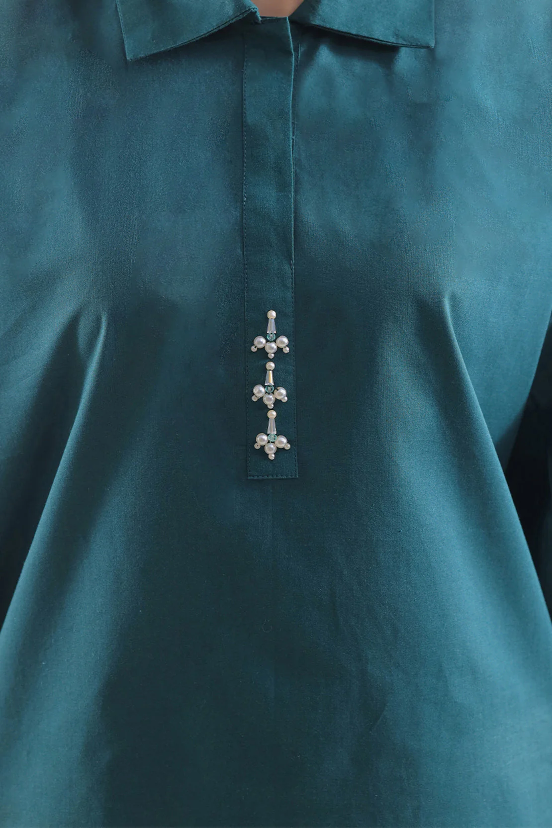 Solid Poplin Stitched Shirt - Image 4