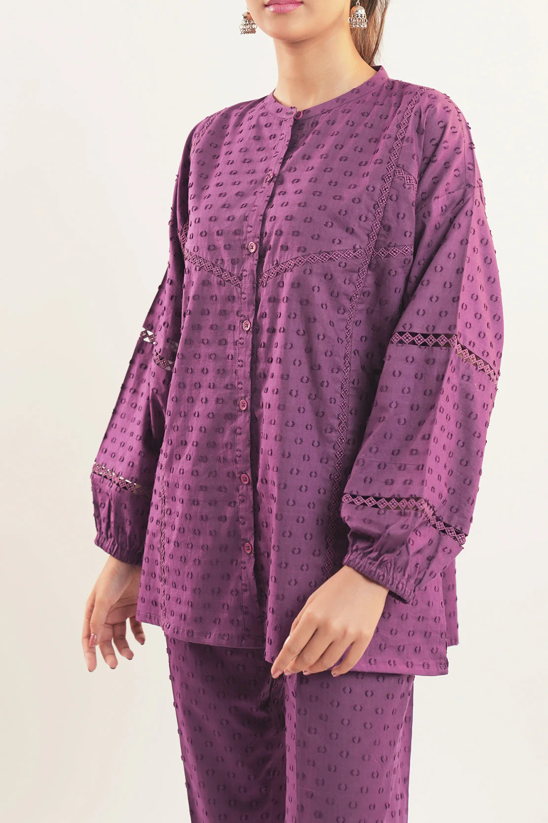 Solid Reverse Jacquard Stitched 2 Piece (Shirt/Trouser) - Image 3