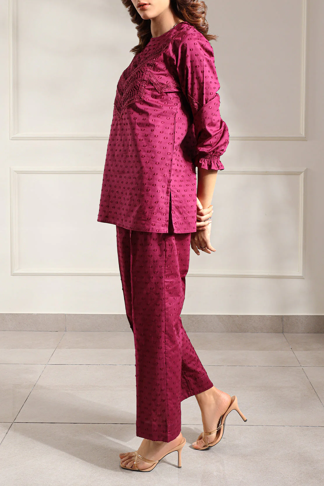 Solid Reverse Jacquard Stitched 2 Piece (Shirt/Trouser) - Image 3