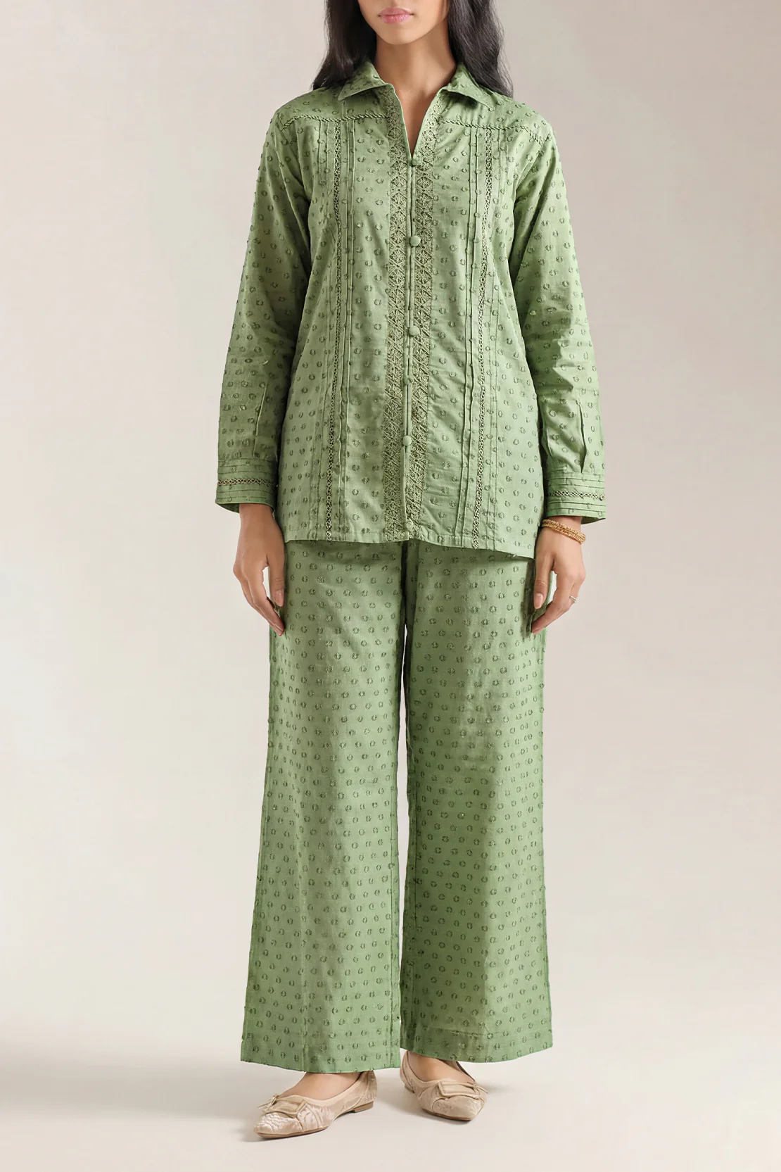 Solid Reverse Jacquard Stitched 2 Piece (Shirt/Trouser)