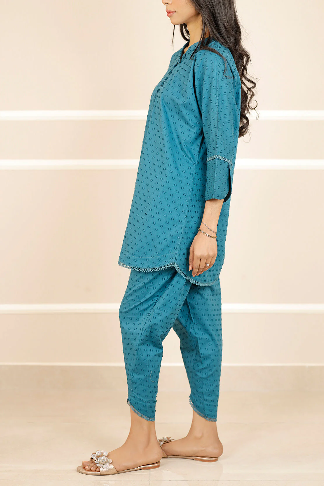 Solid Reverse Jacquard Stitched 2 Piece (Shirt/Trouser) - Image 3