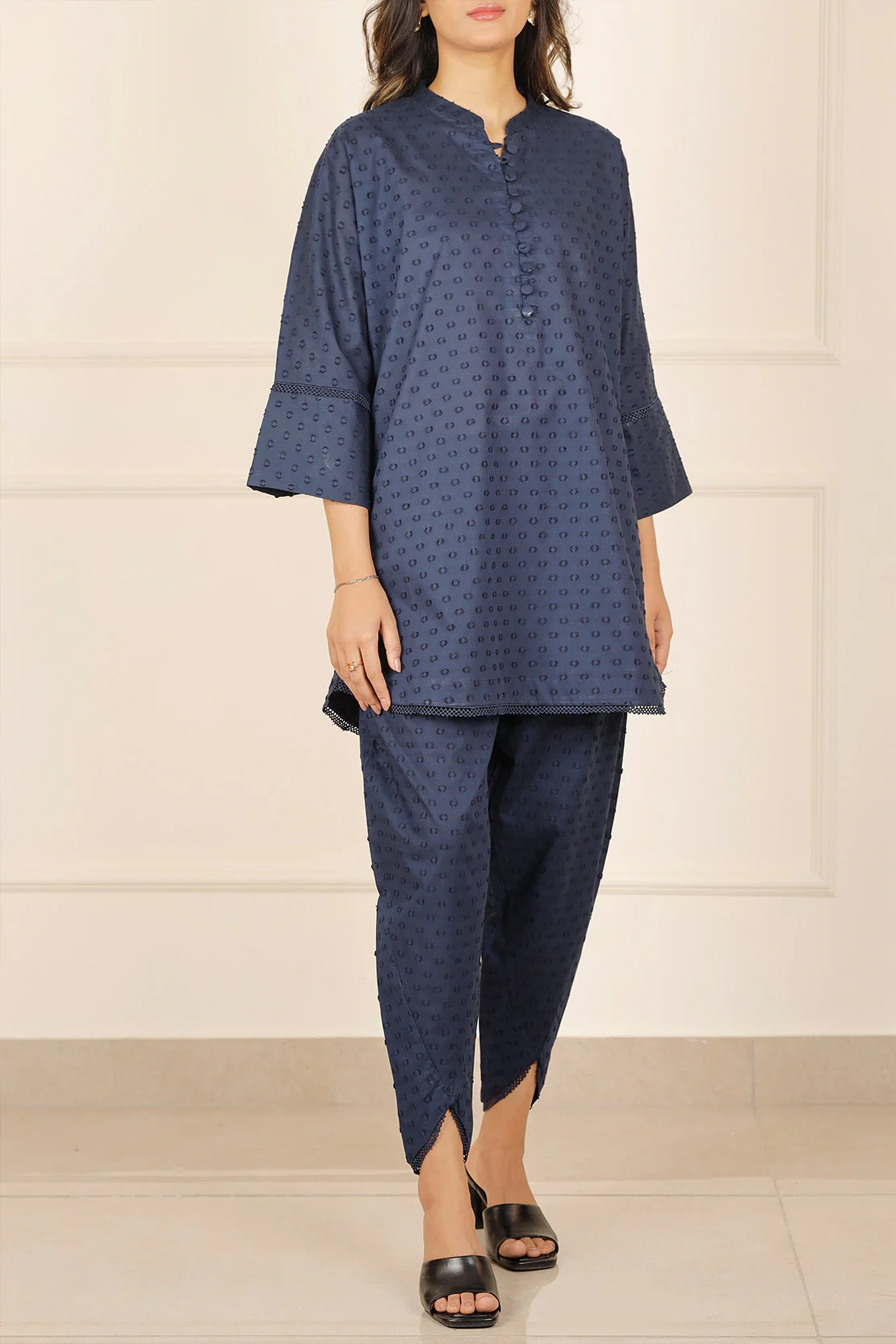 Solid Reverse Jacquard Stitched 2 Piece (Shirt/Trouser)
