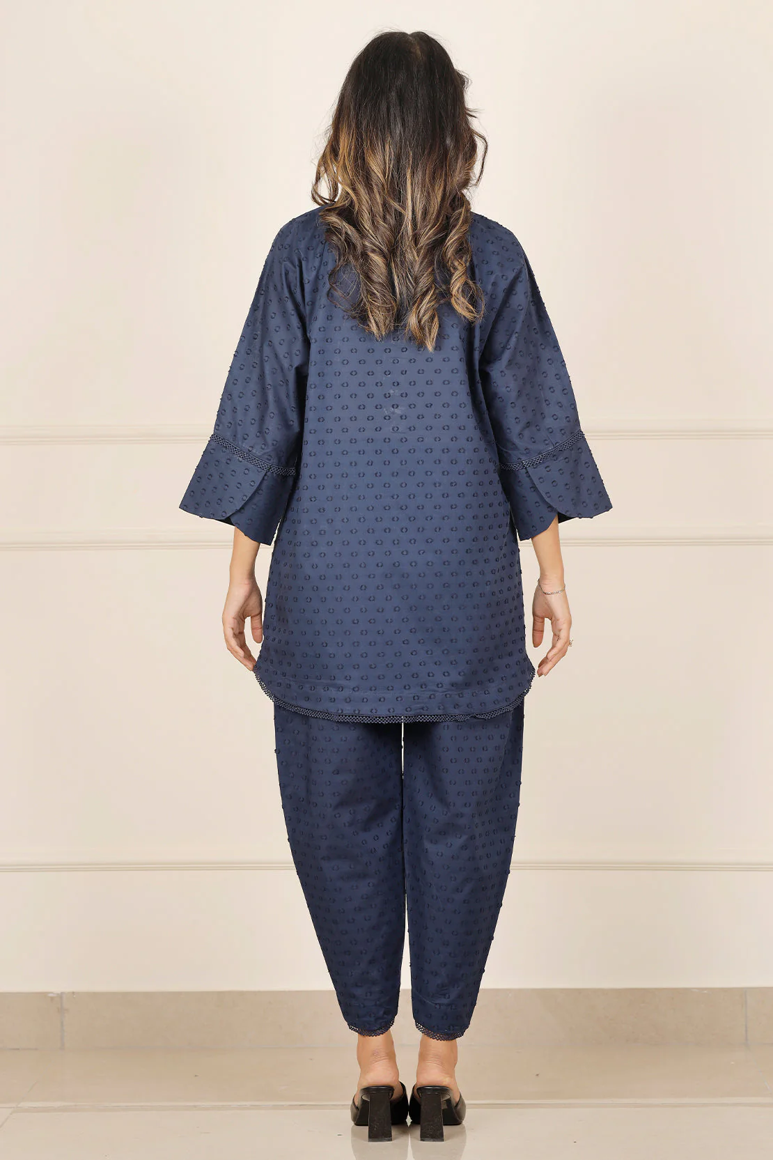 Solid Reverse Jacquard Stitched 2 Piece (Shirt/Trouser) - Image 2