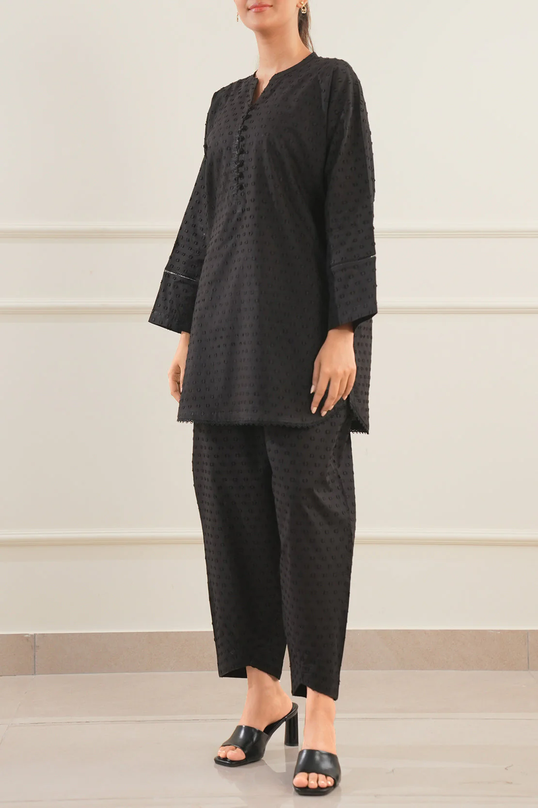 Solid Reverse Jacquard Stitched 2 Piece (Shirt/Trouser) - Image 4