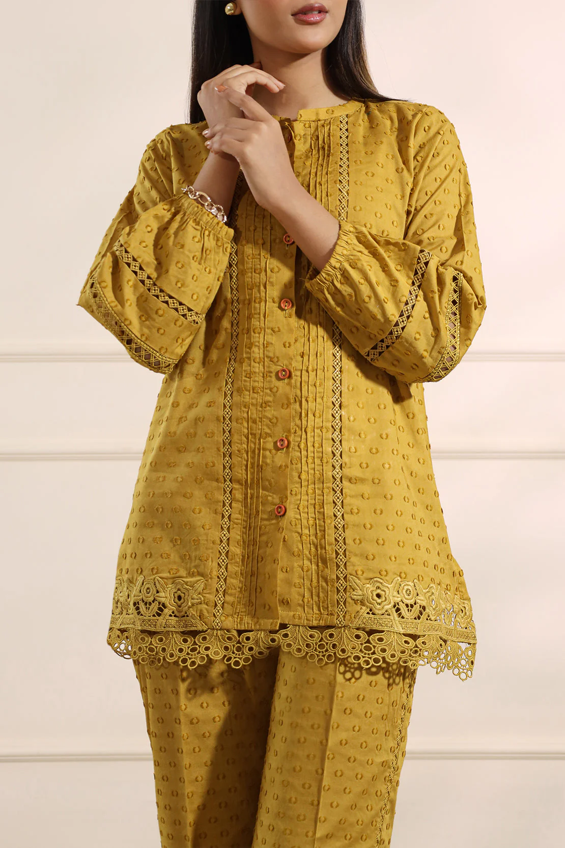 Solid Reverse Jacquard Stitched 2 Piece (Shirt/Trouser)