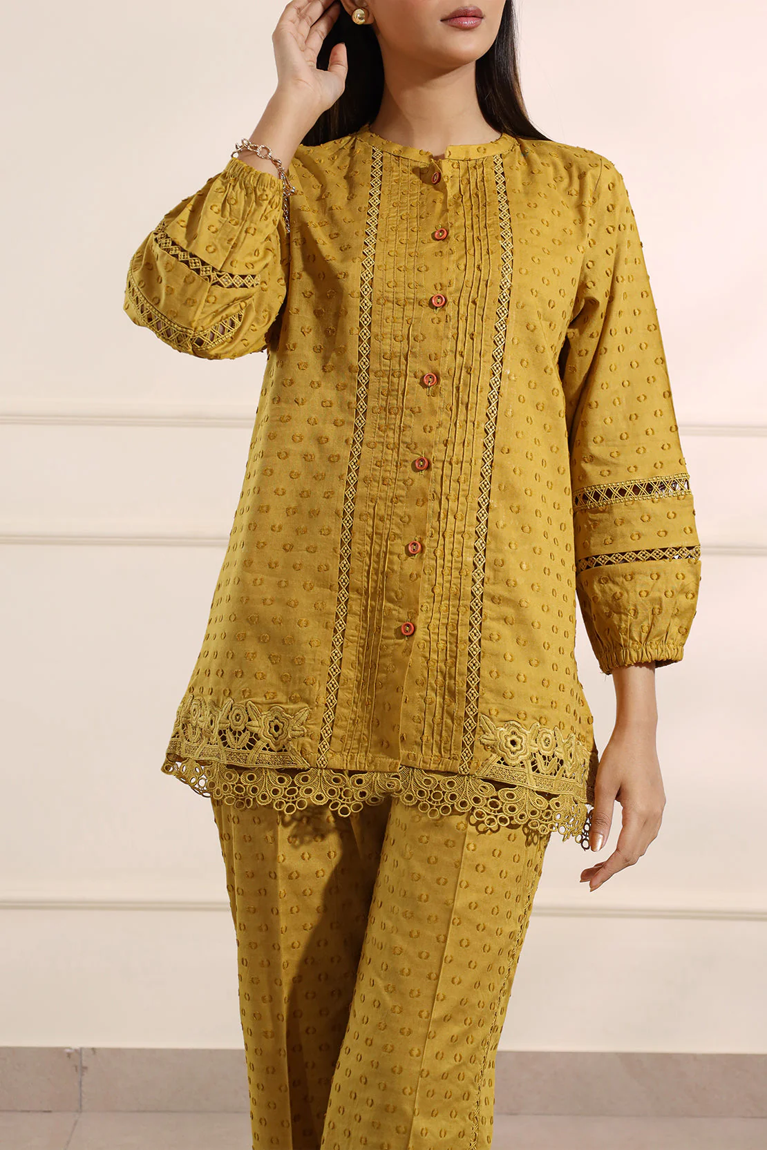 Solid Reverse Jacquard Stitched 2 Piece (Shirt/Trouser) - Image 2