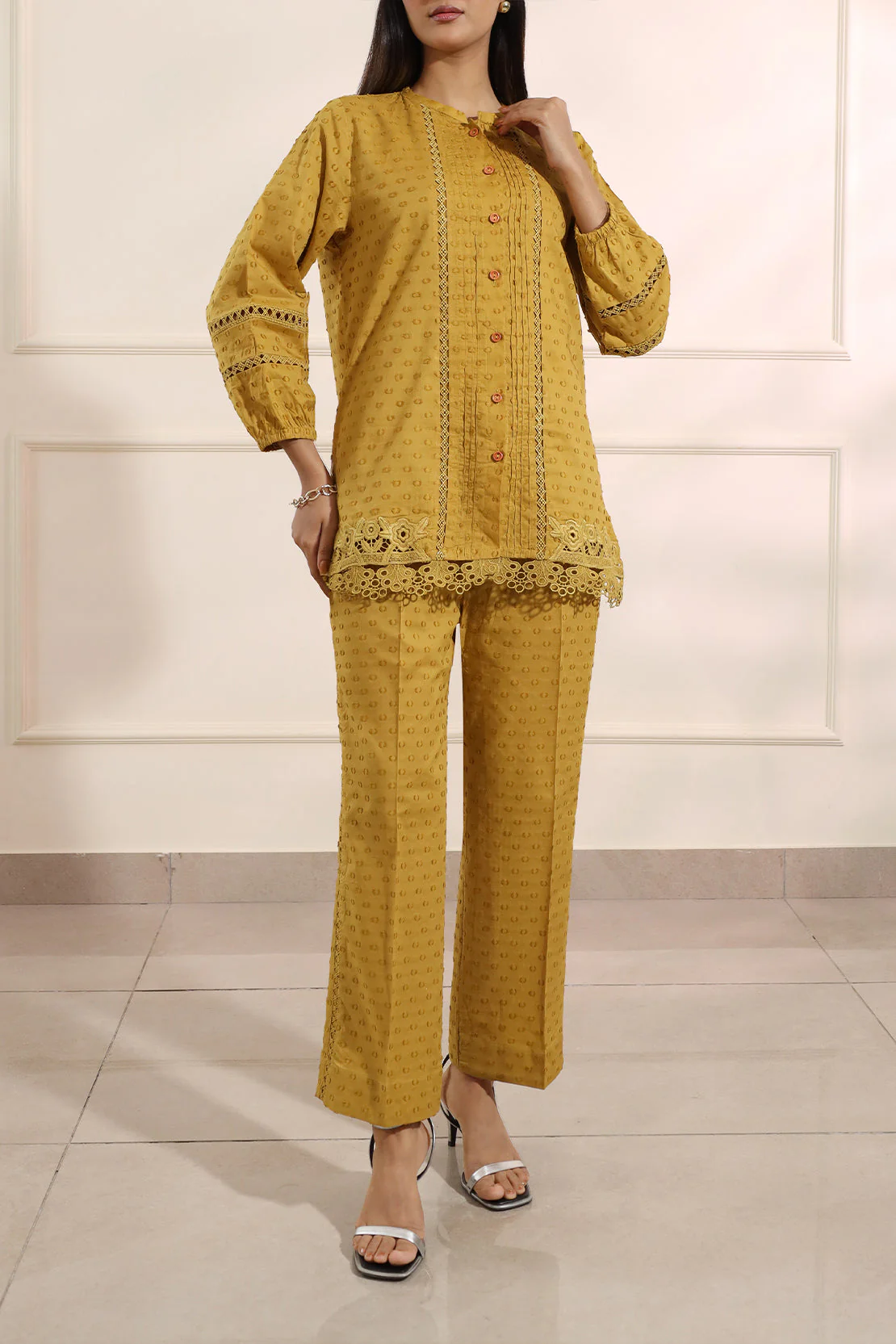 Solid Reverse Jacquard Stitched 2 Piece (Shirt/Trouser) - Image 3