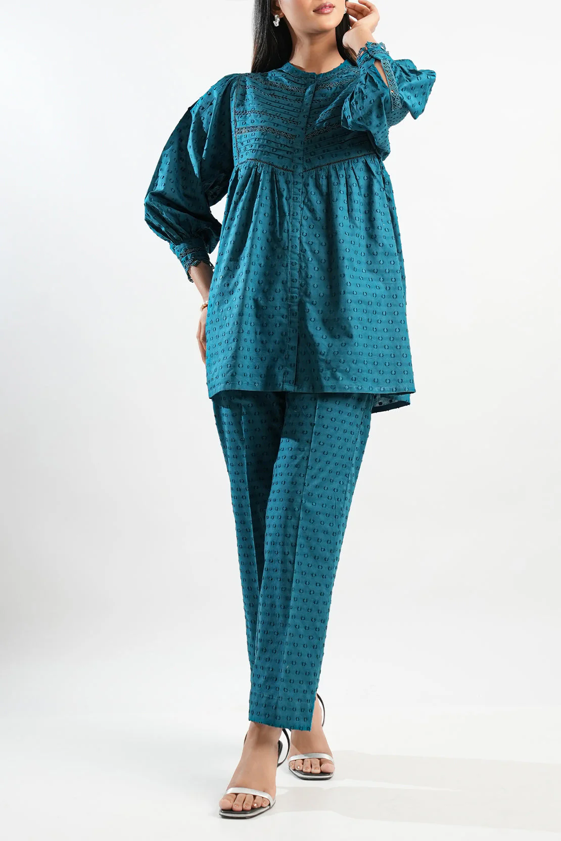 Solid Reverse Jacquard Stitched 2 Piece (Shirt/Trouser) - Image 2