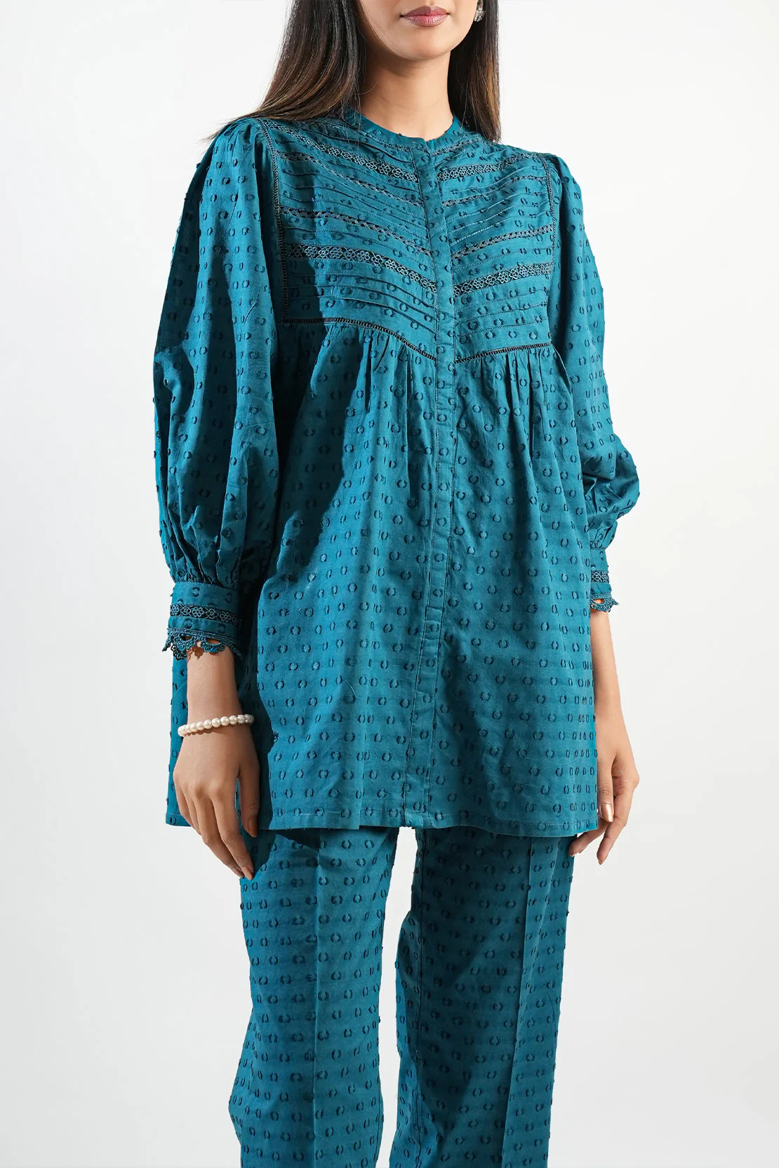 Solid Reverse Jacquard Stitched 2 Piece (Shirt/Trouser) - Image 4