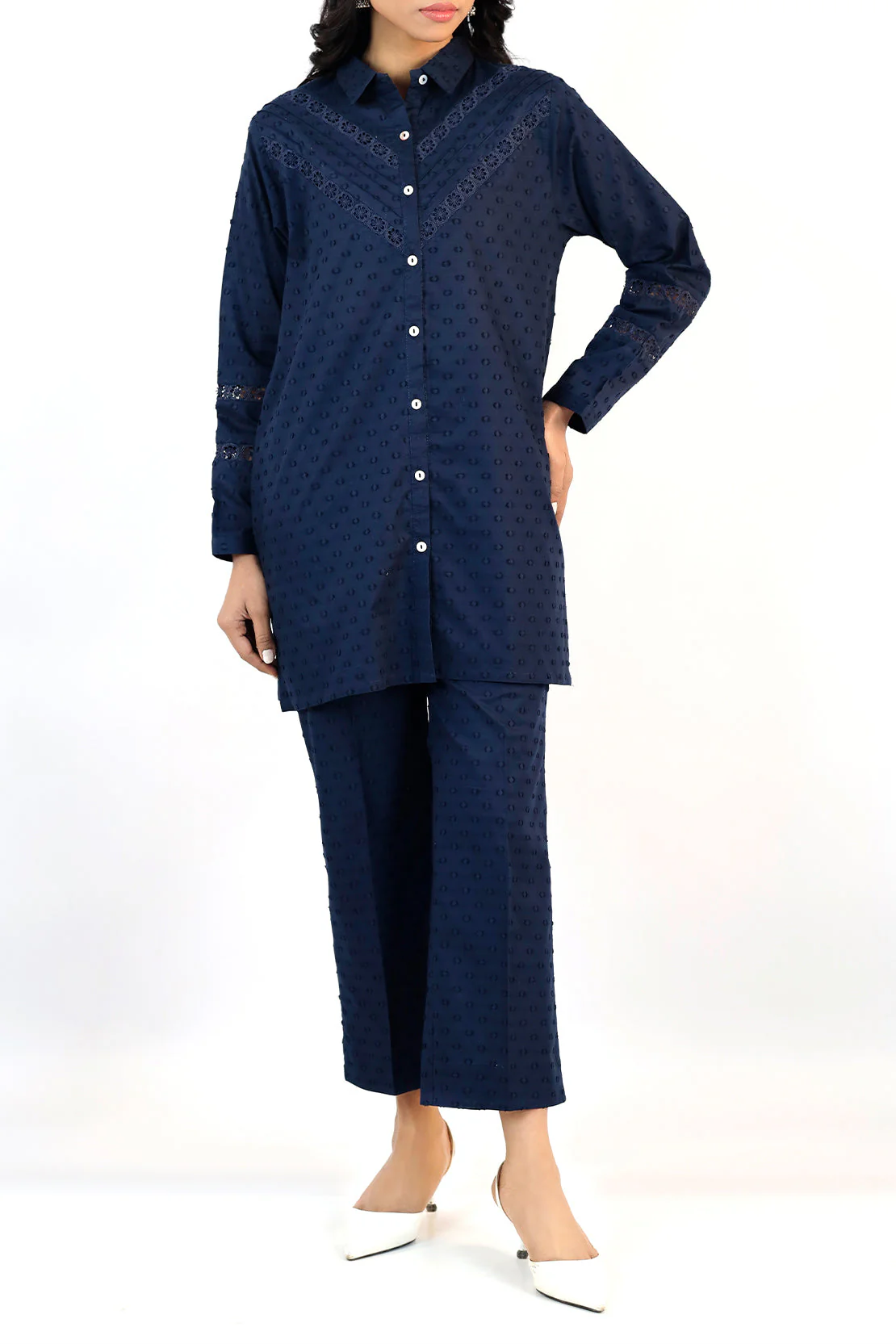 Solid Reverse Jacquard Stitched 2 Piece (Shirt/Trouser) - Image 2