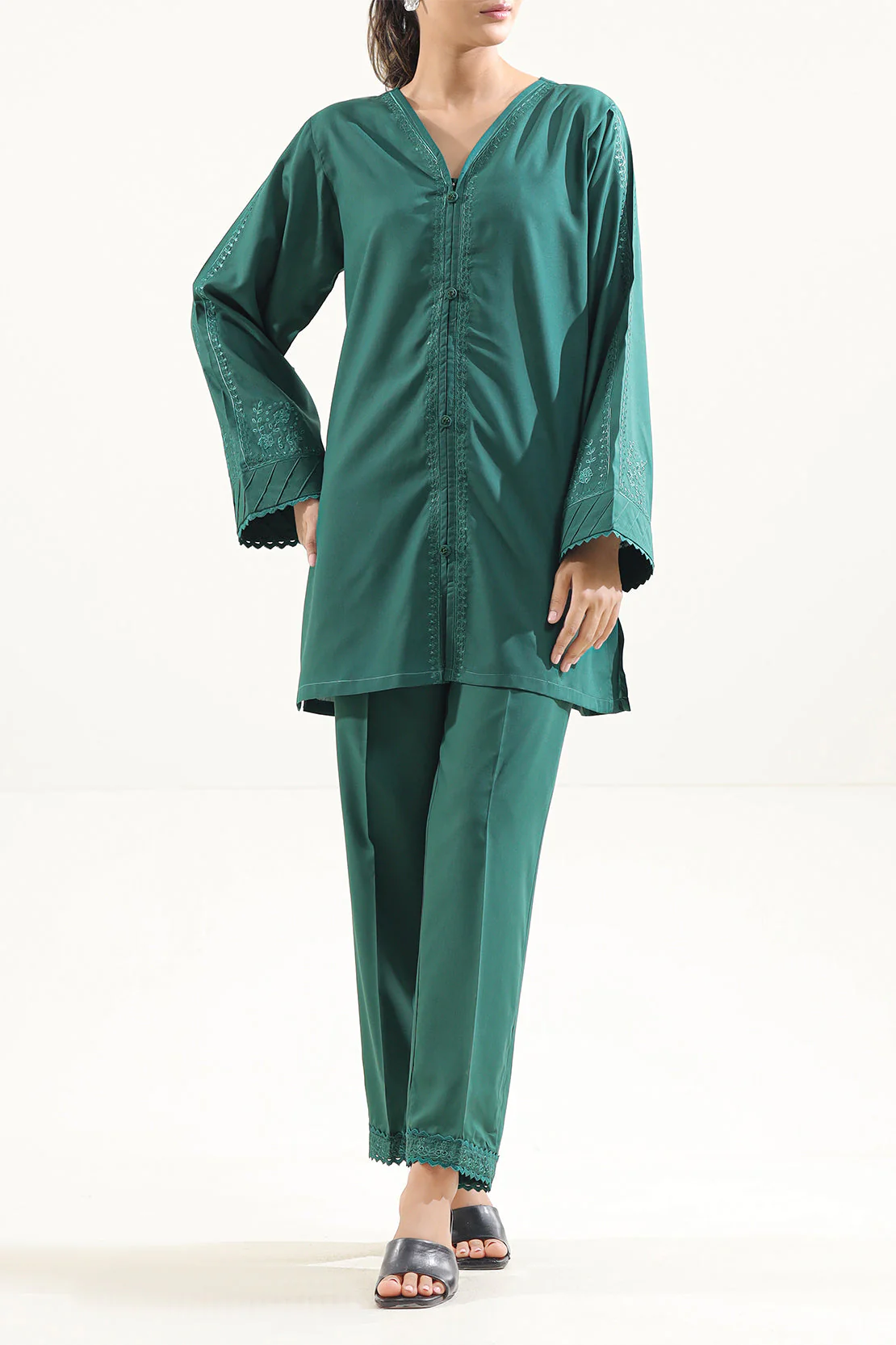 Solid Reverse Jacquard Stitched 2 Piece (Shirt/Trouser)