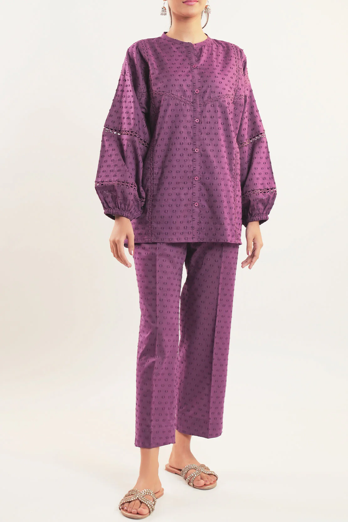 Solid Reverse Jacquard Stitched Shirt