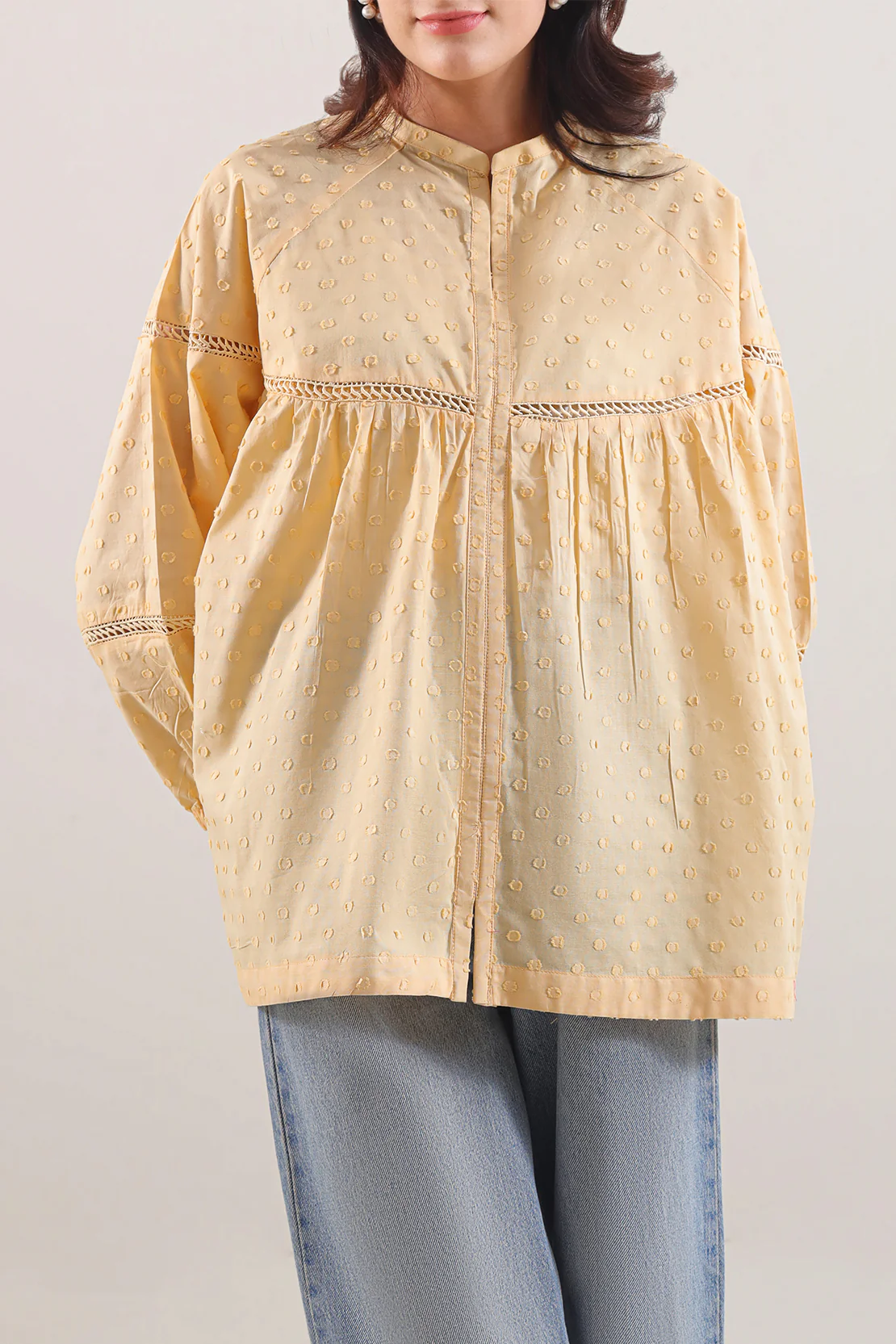 Solid Reverse Jacquard Stitched Shirt - Image 2