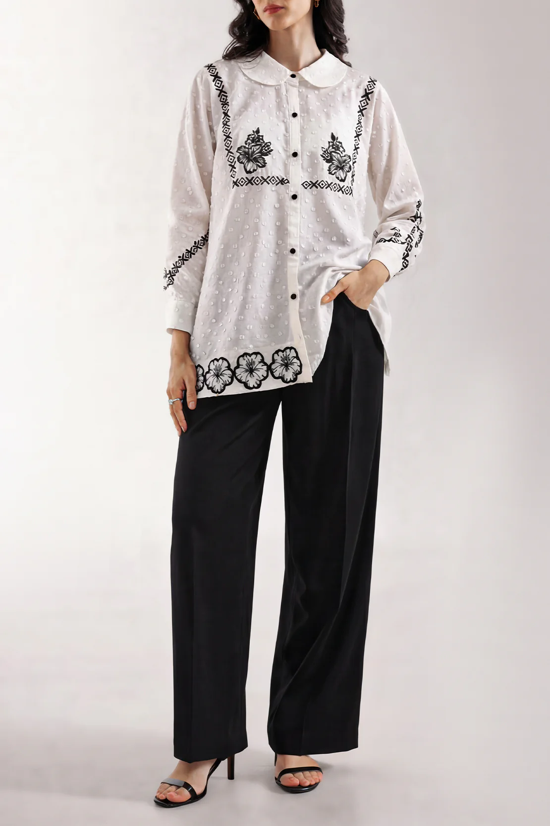 Solid Reverse Jacquard Stitched Shirt