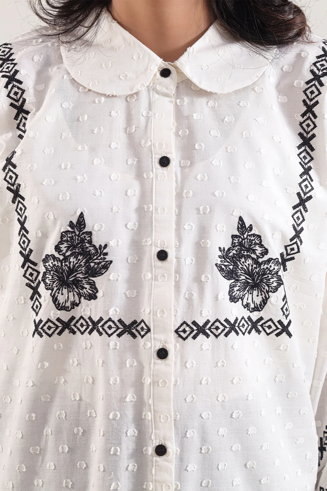 Solid Reverse Jacquard Stitched Shirt - Image 3