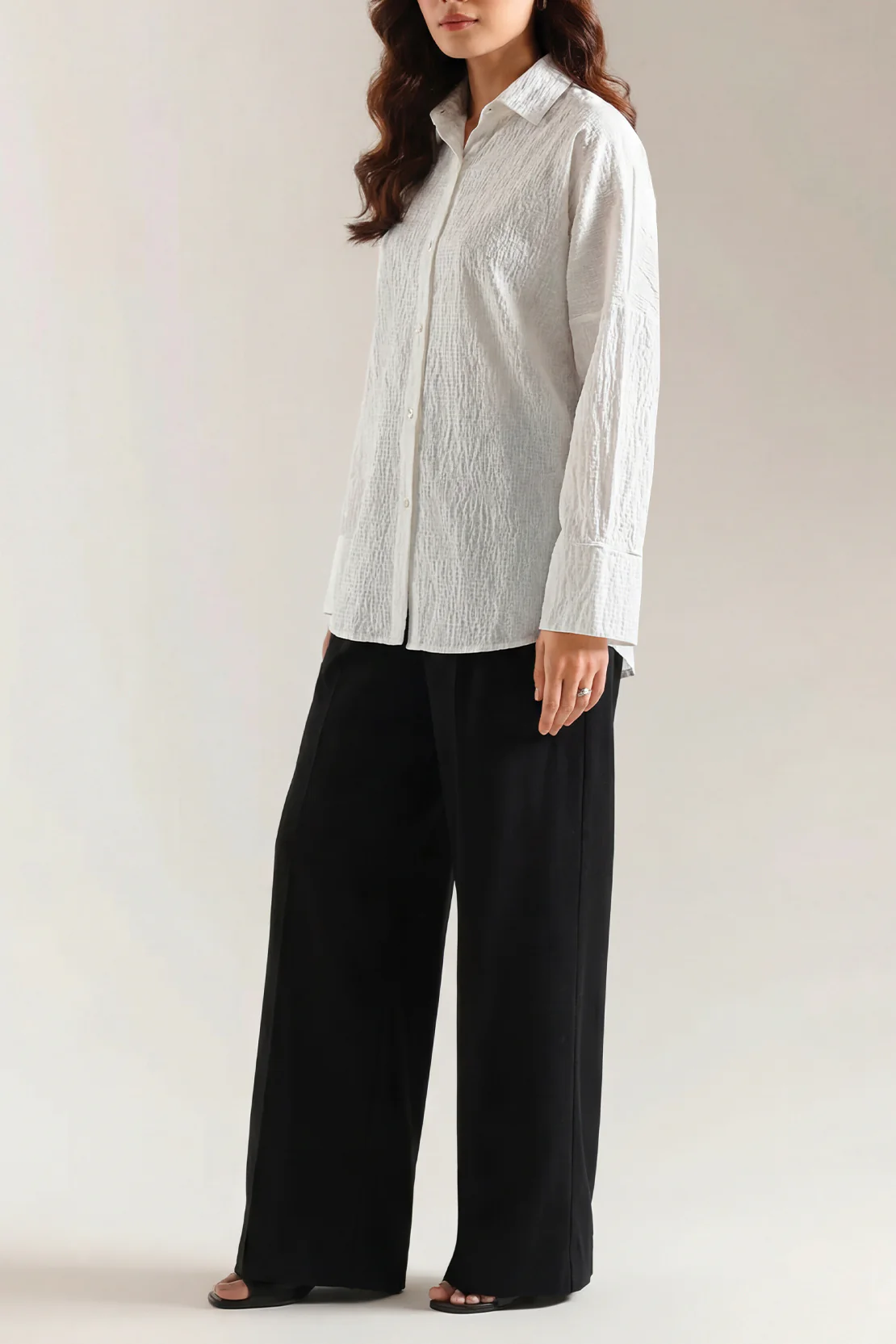 Solid Seersucker Stitched Shirt