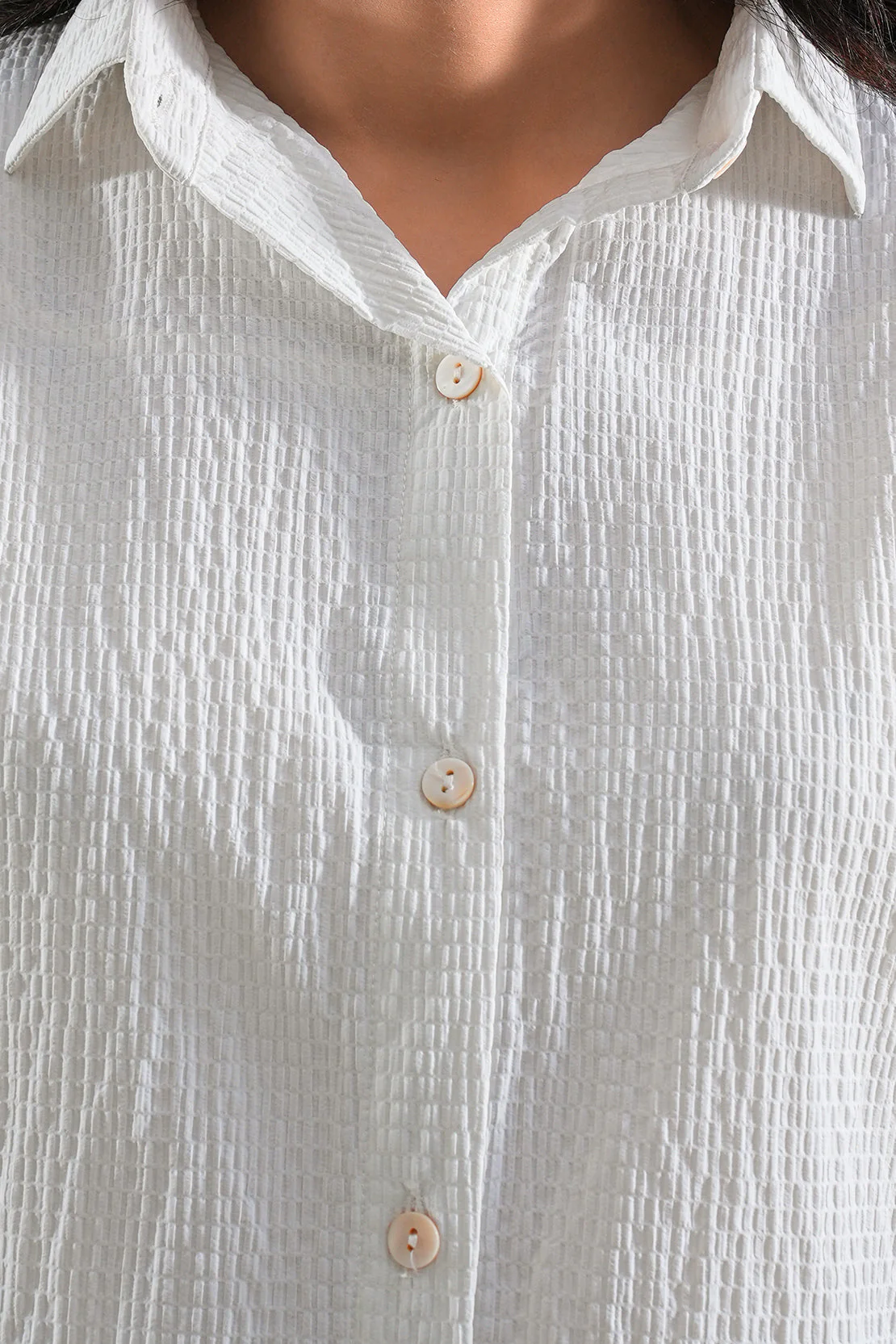 Solid Seersucker Stitched Shirt - Image 5