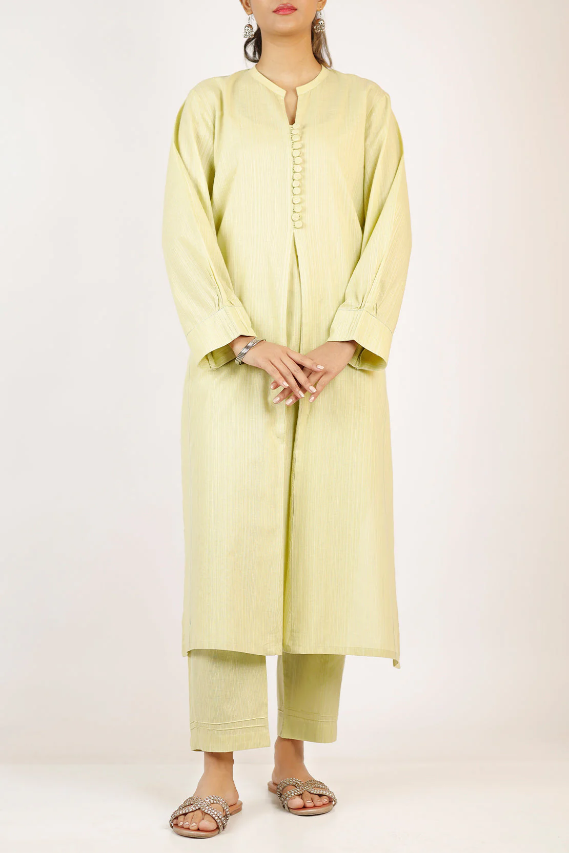 Solid Slub Viscose Stitched 2 Piece (Shirt/Trouser)