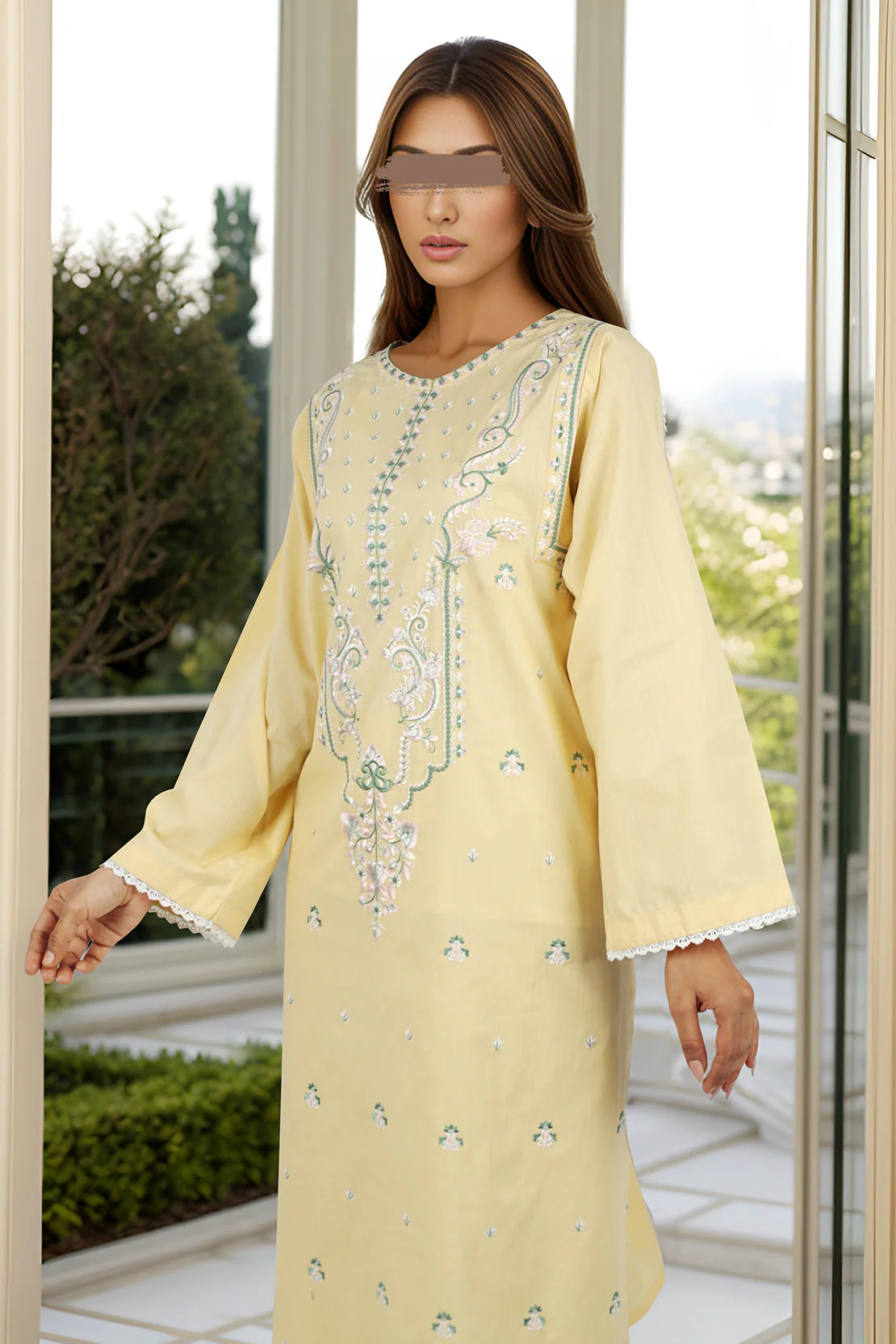 Solid Embroidered Slub Viscose Stitched 2 Piece (Shirt/Trouser) - Image 2