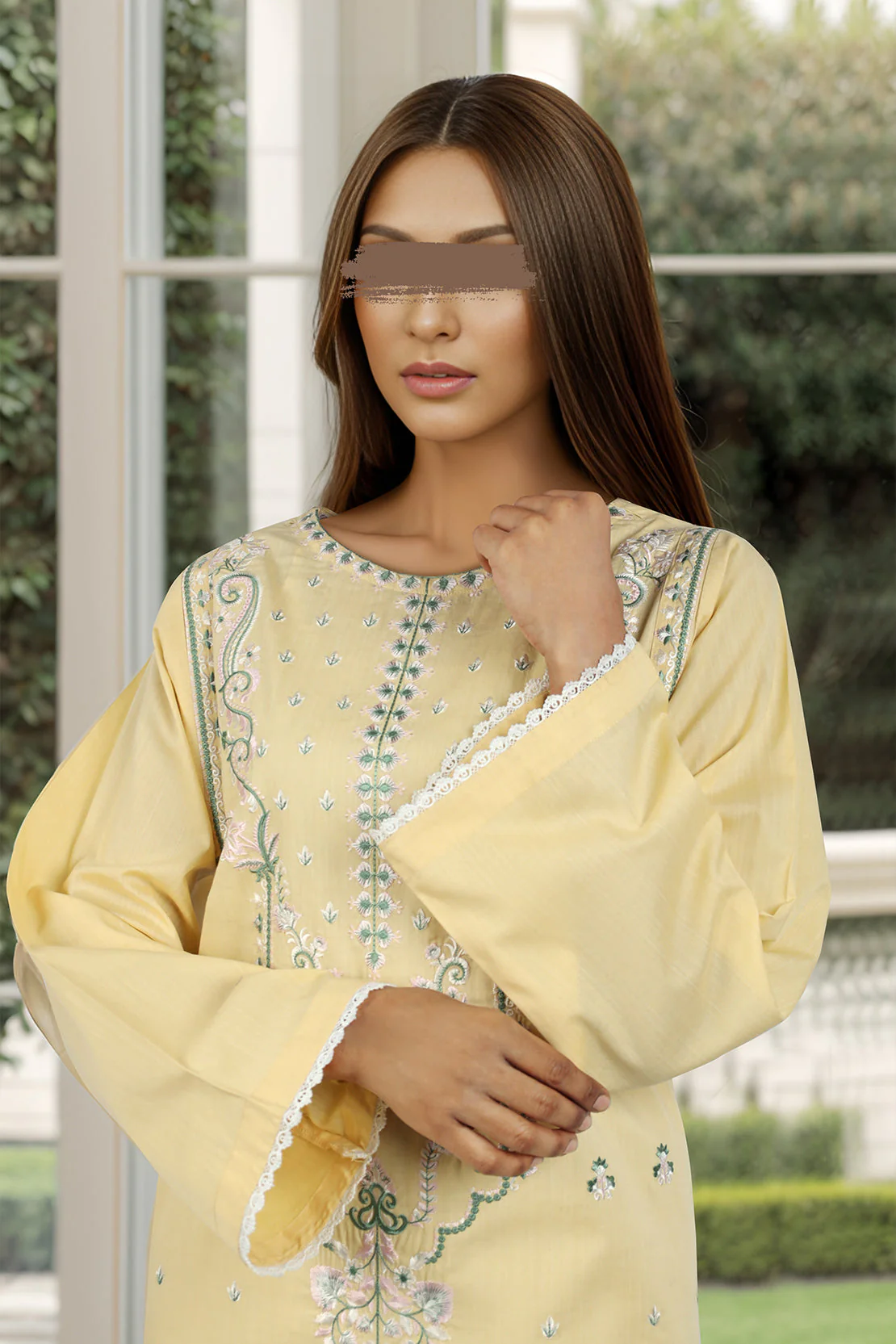 Solid Embroidered Slub Viscose Stitched 2 Piece (Shirt/Trouser) - Image 3