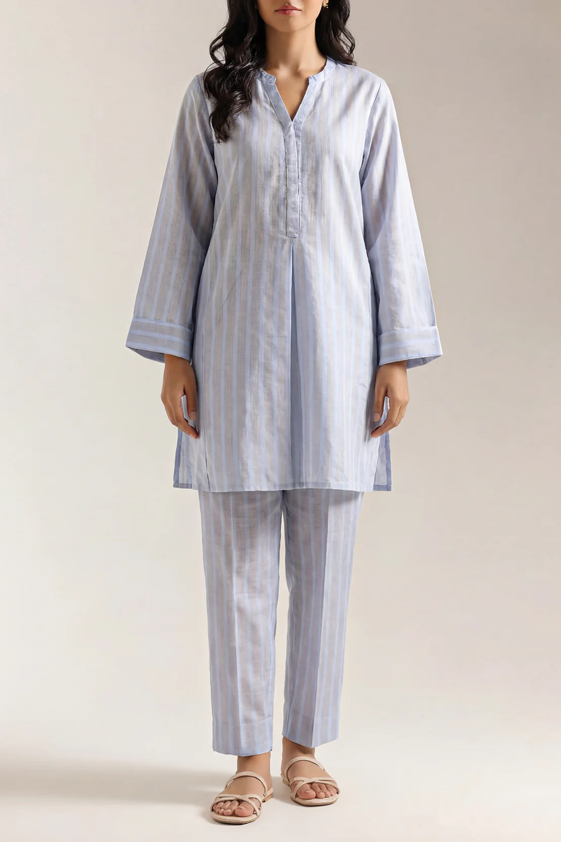 Solid Slub Viscose Stitched 2 Piece (Shirt/Trouser)