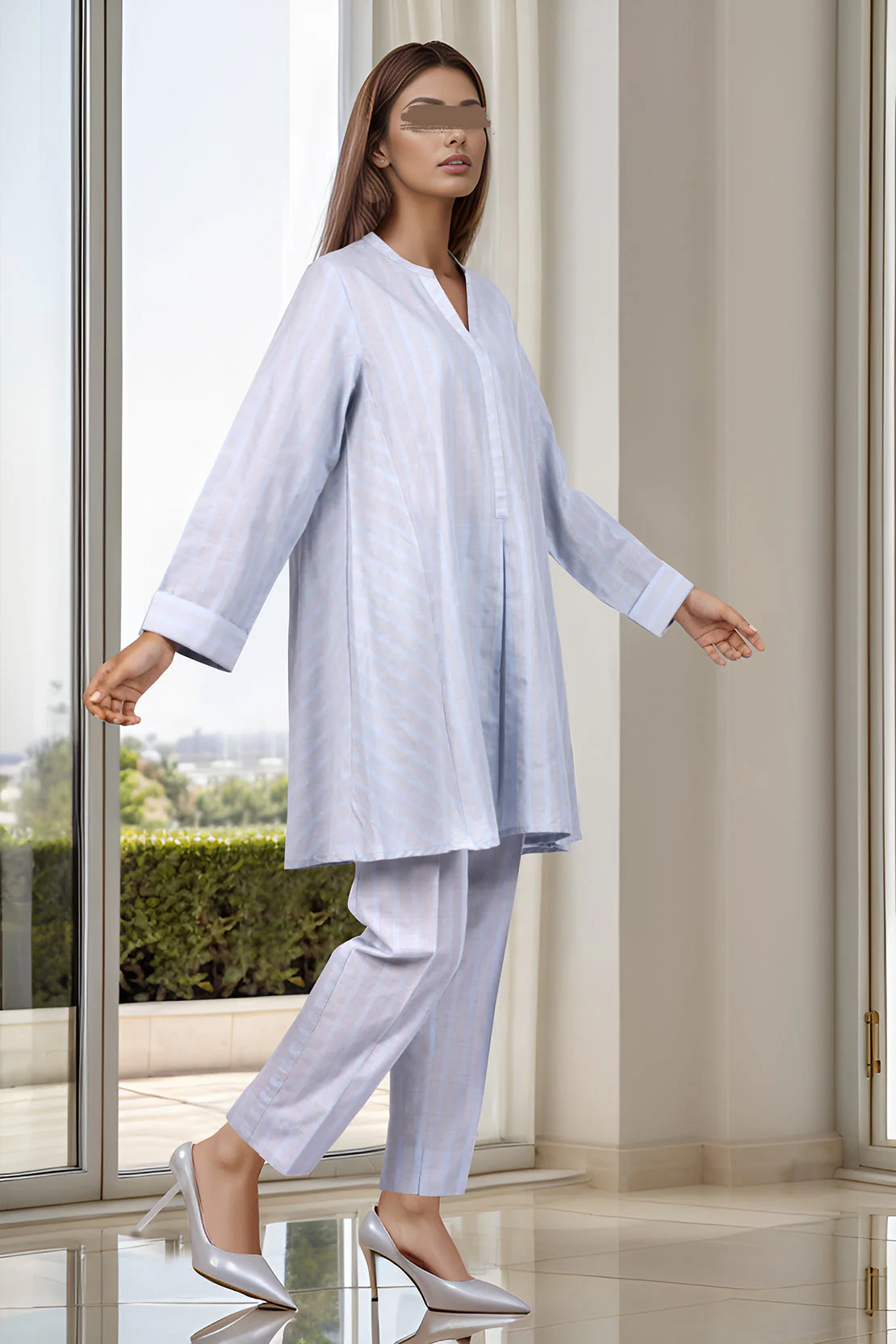 Solid Slub Viscose Stitched 2 Piece (Shirt/Trouser) - Image 2