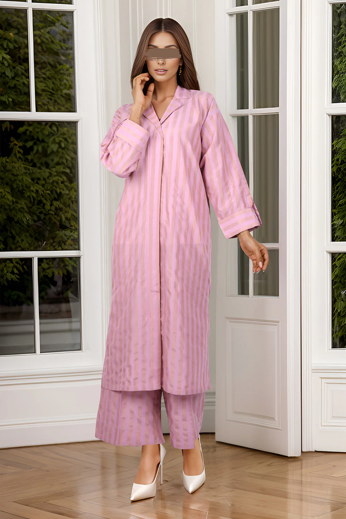 Solid Slub Viscose Stitched 2 Piece (Shirt/Trouser) - Image 2