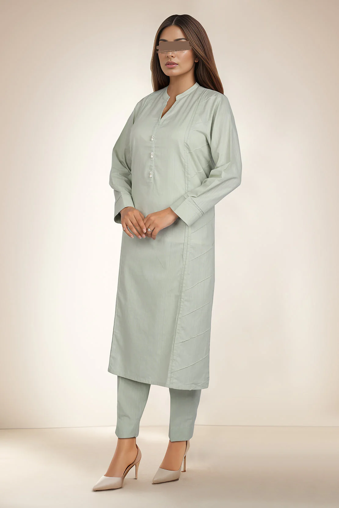 Solid Slub Viscose Stitched 2 Piece (Shirt/Trouser) - Image 2
