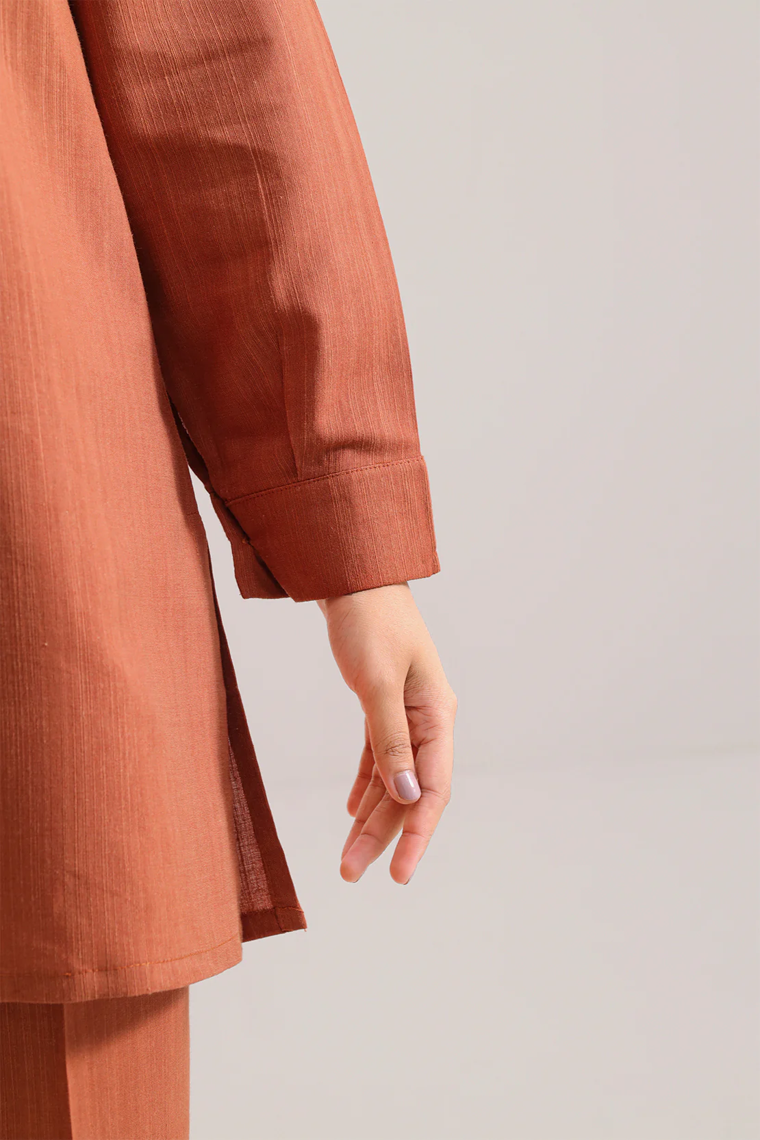 Solid Slub Viscose Stitched 2 Piece (Shirt/Trouser) - Image 5