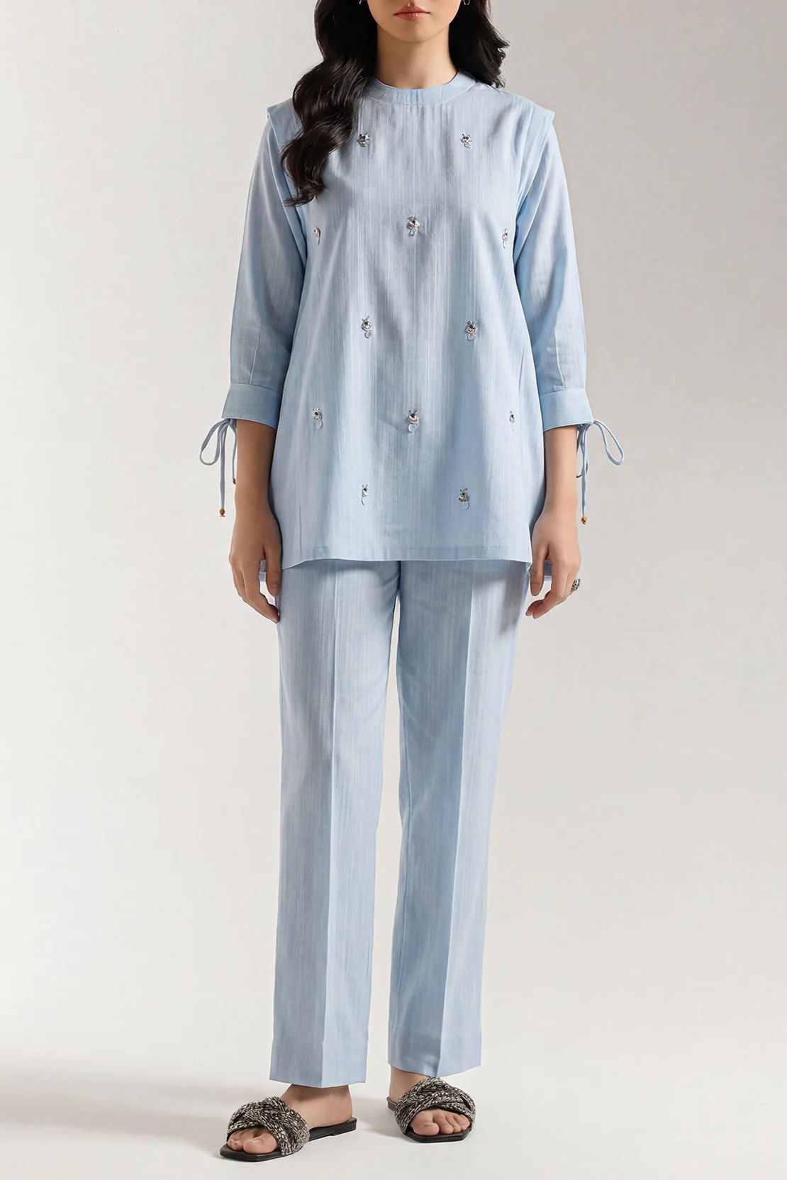 Solid Slub Viscose Stitched 2 Piece (Shirt/Trouser)