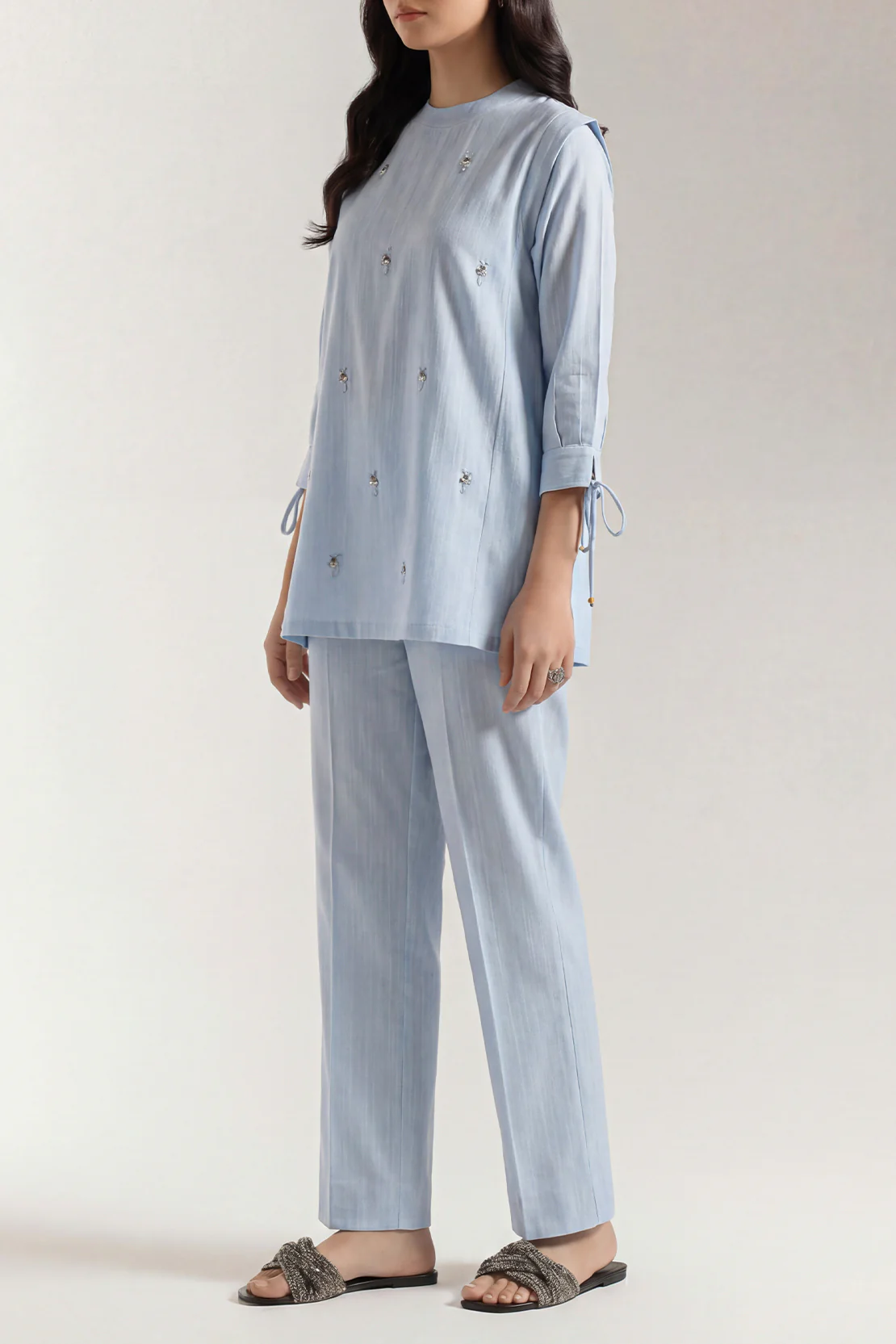 Solid Slub Viscose Stitched 2 Piece (Shirt/Trouser) - Image 3