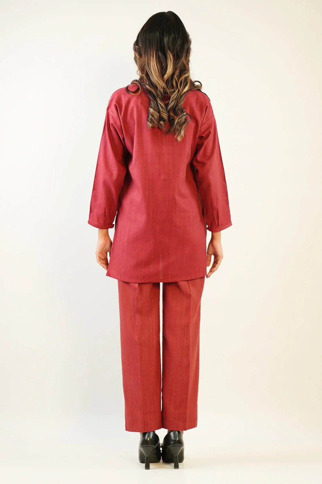Solid Slub Viscose Stitched 2 Piece (Shirt/Trouser) - Image 3