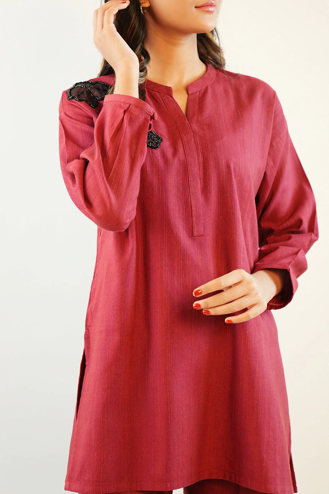 Solid Slub Viscose Stitched 2 Piece (Shirt/Trouser) - Image 4