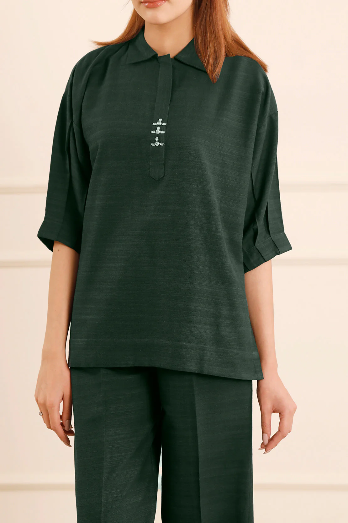 Solid Slub Viscose Stitched 2 Piece (Shirt/Trouser) - Image 5