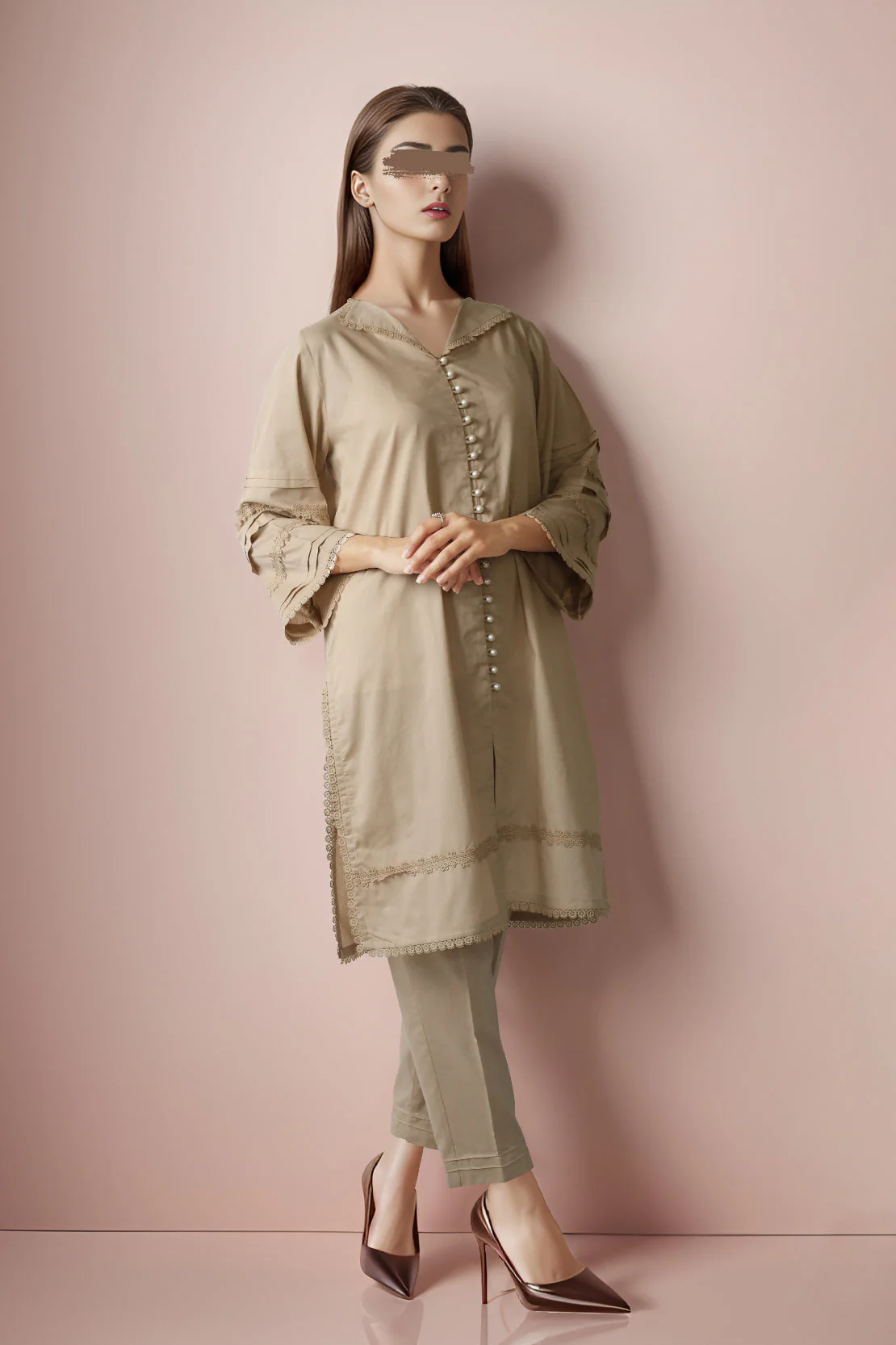 Solid Slub Viscose Stitched 2 Piece (Shirt/Trouser) - Image 2