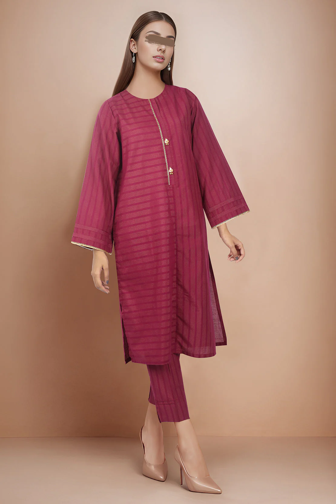 Solid Slub Viscose Stitched 2 Piece (Shirt/Trouser) - Image 2