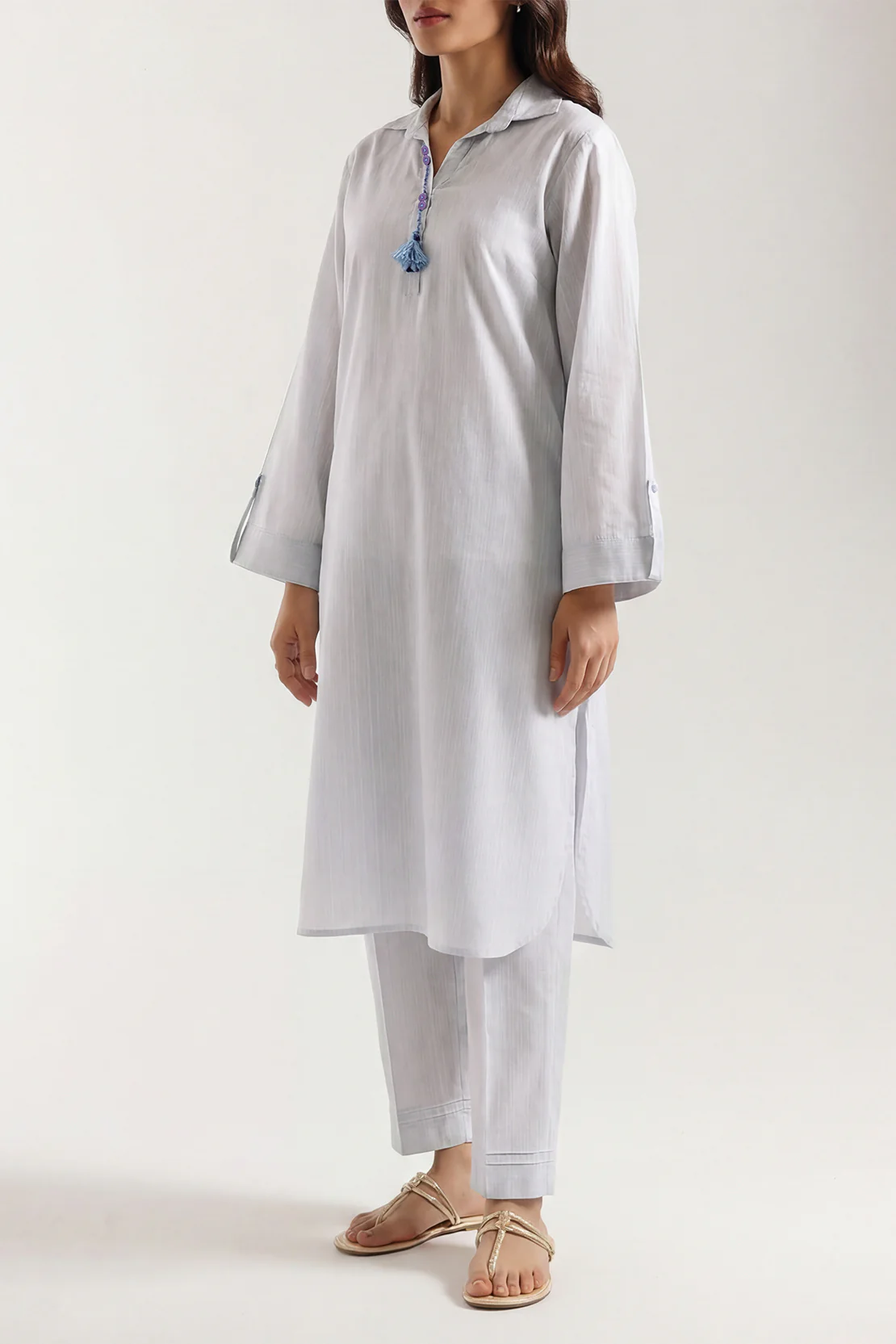 Solid Slub Viscose Stitched 2 Piece (Shirt/Trouser)
