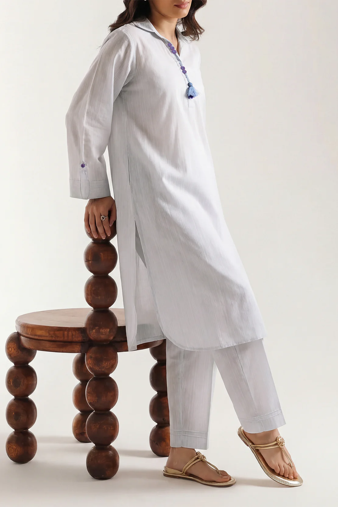 Solid Slub Viscose Stitched 2 Piece (Shirt/Trouser) - Image 2