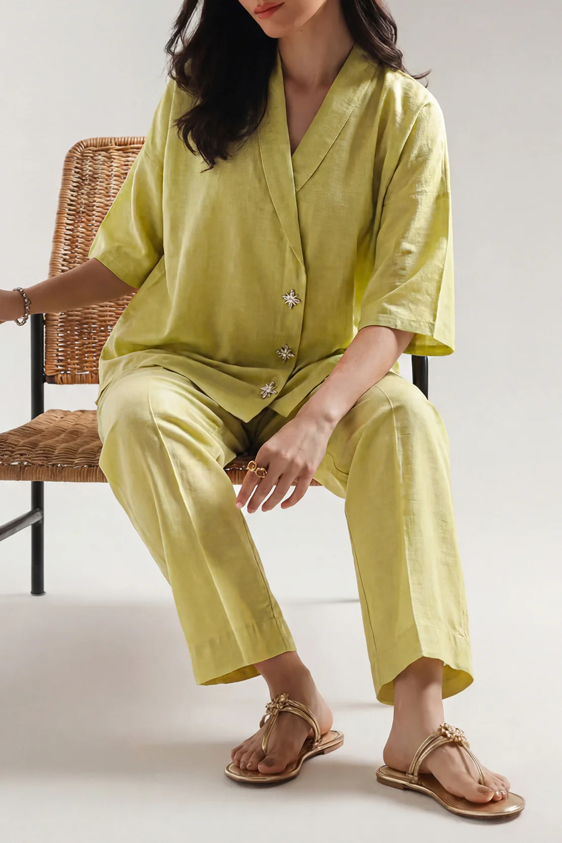 Solid Slub Viscose Stitched 2 Piece (Shirt/Trouser) - Image 2