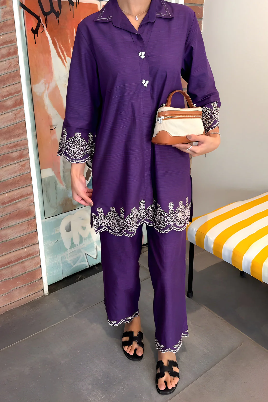 Solid Slub Viscose Stitched 2 Piece (Shirt/Trouser)