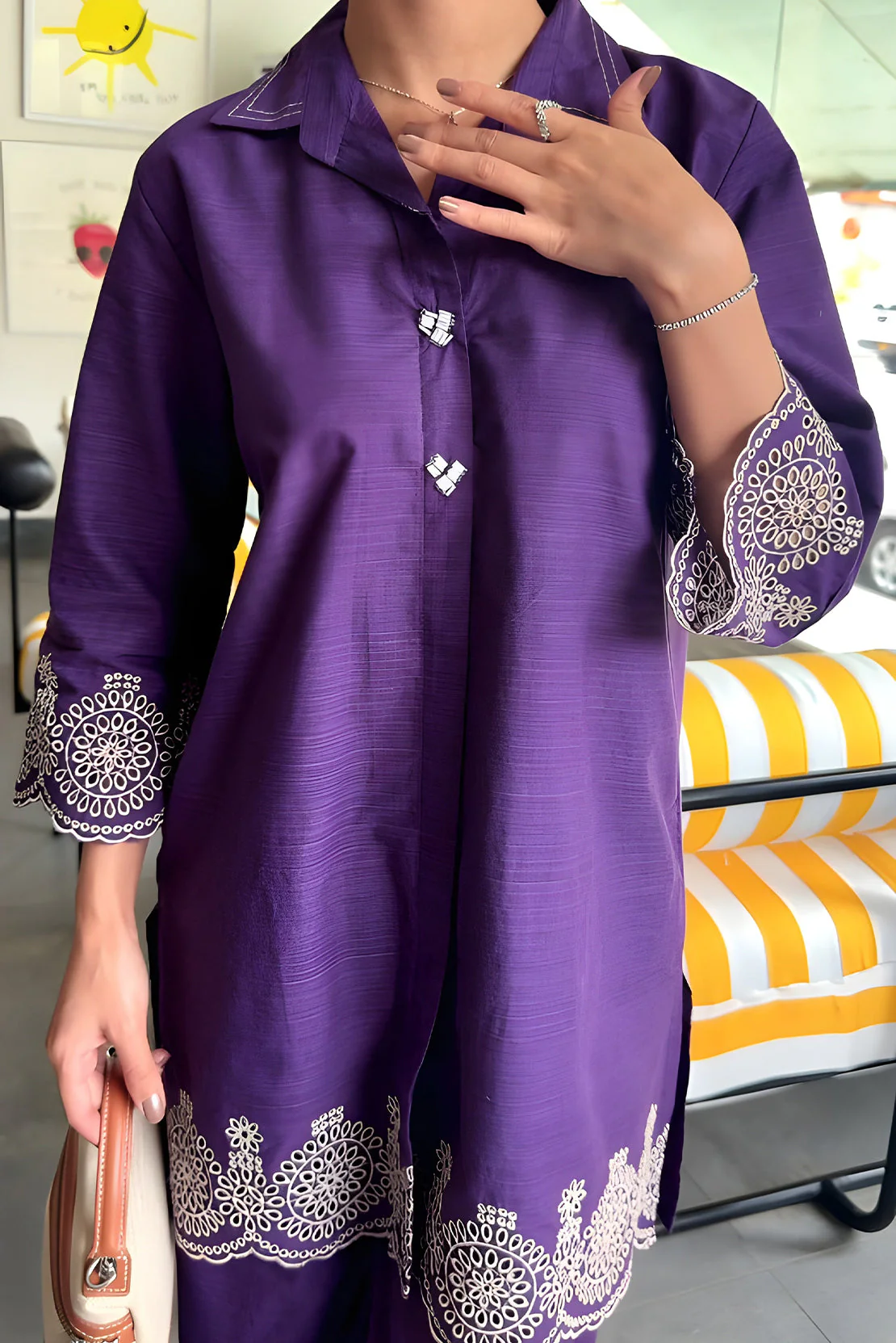 Solid Slub Viscose Stitched 2 Piece (Shirt/Trouser) - Image 2