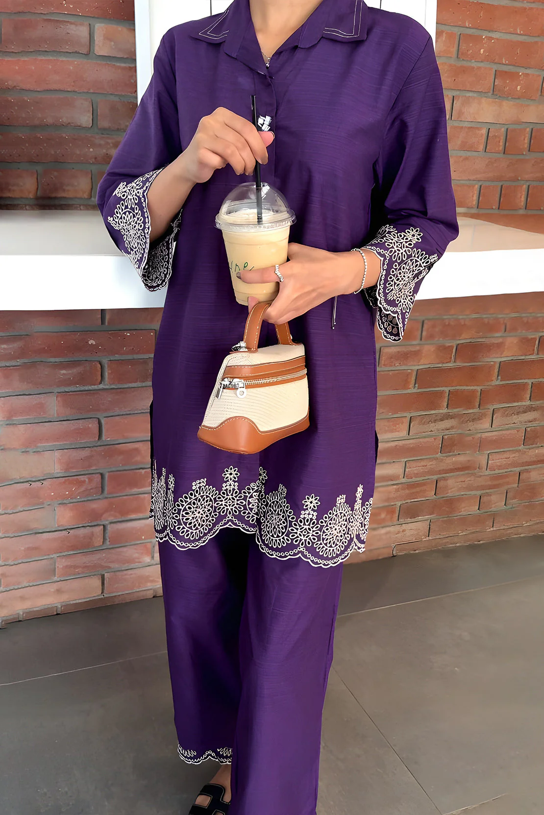 Solid Slub Viscose Stitched 2 Piece (Shirt/Trouser) - Image 3